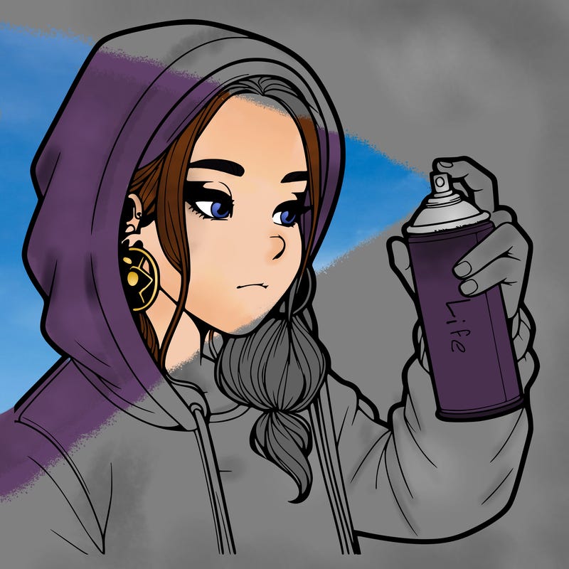 a realistic girl, spray painting