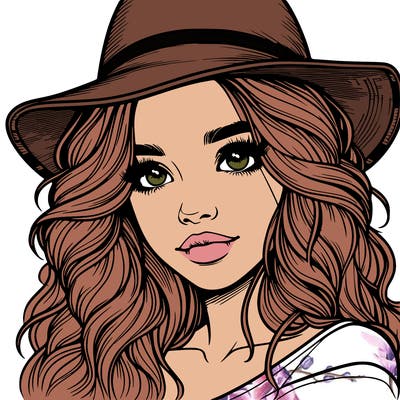 realistic girl with hat