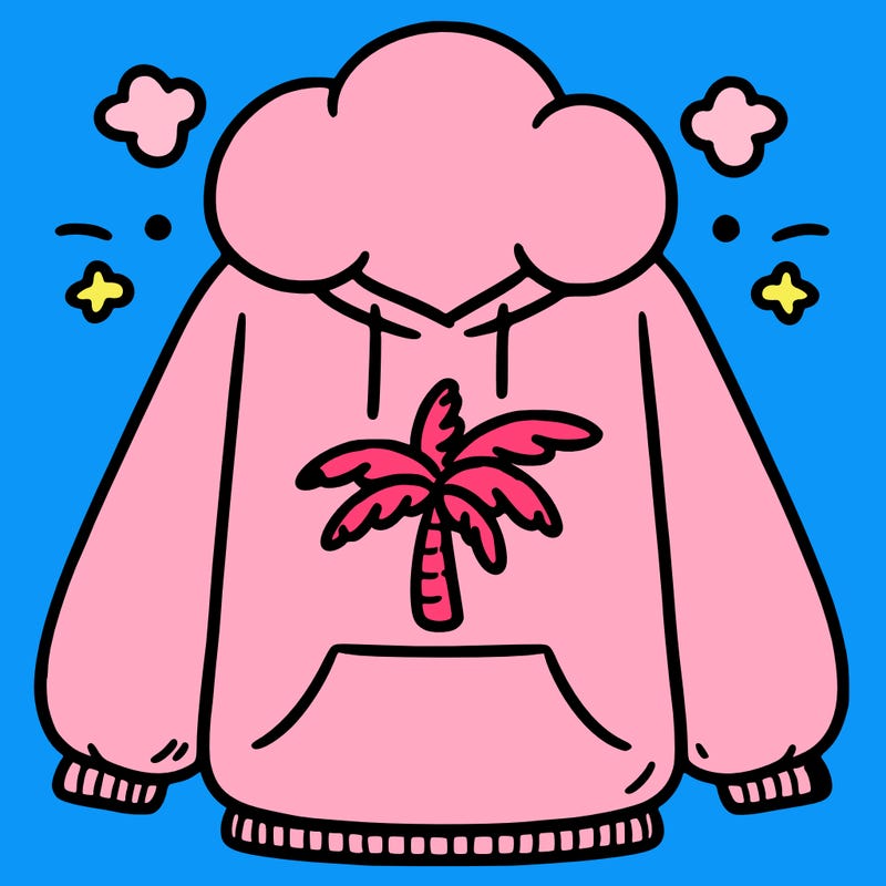 pink palm puff hoodie