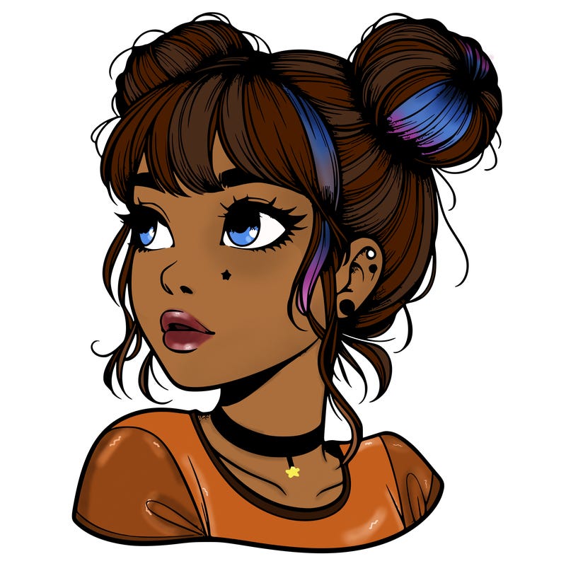 realistic girl with spacebuns