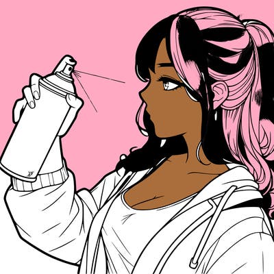 a realistic girl spray, painting