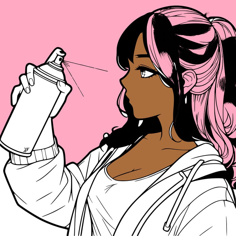 a realistic girl spray, painting