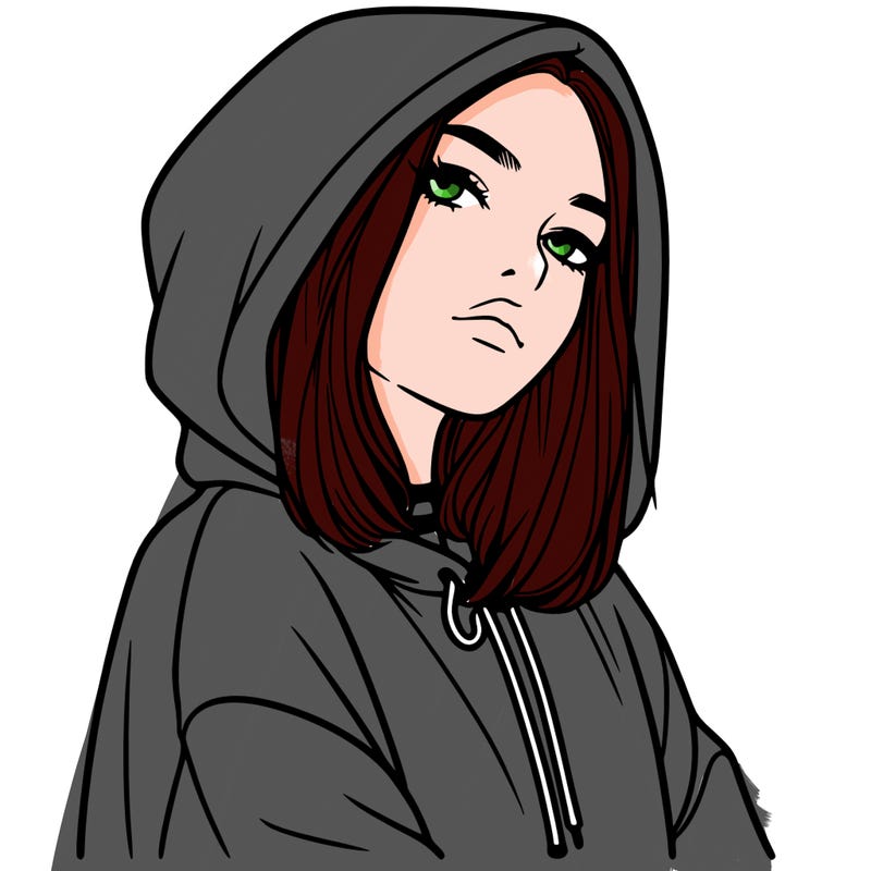 a realistic girl in a hoodie
