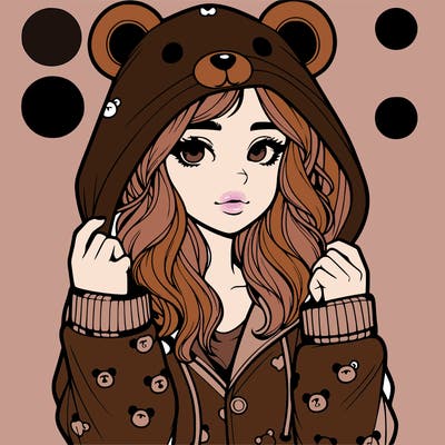 realistic girl in a animal pjs hoodie
