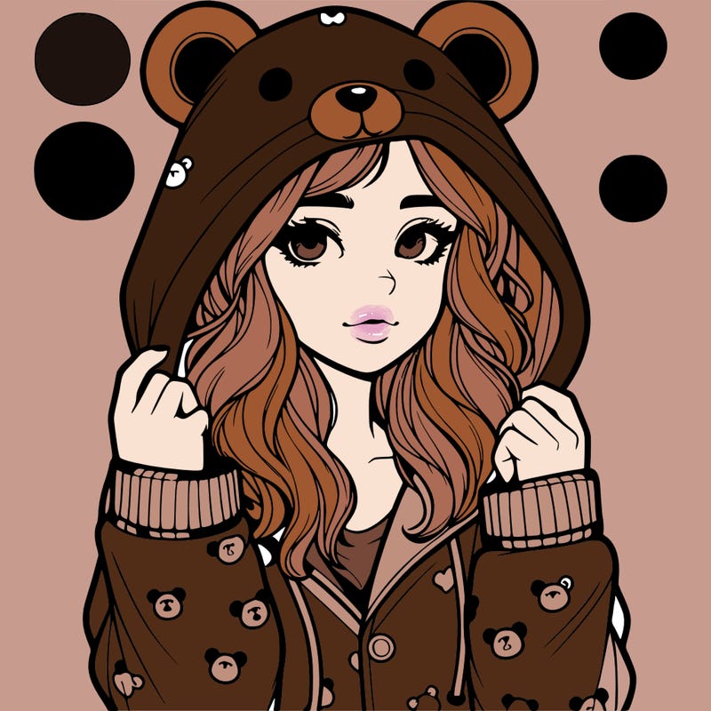realistic girl in a animal pjs hoodie