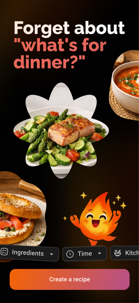 lopu: Weekly Meal Plan & Prep - Lopu app interface showing food recipes and a create a recipe button to help with weekly meal planning