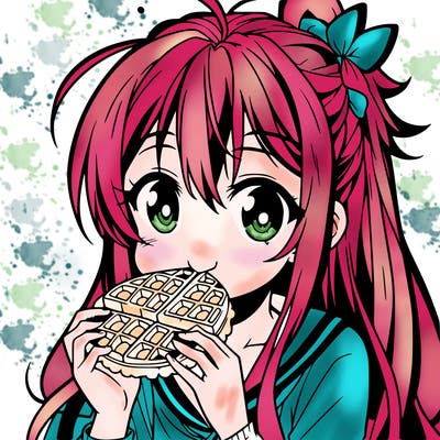 anime eating waffle