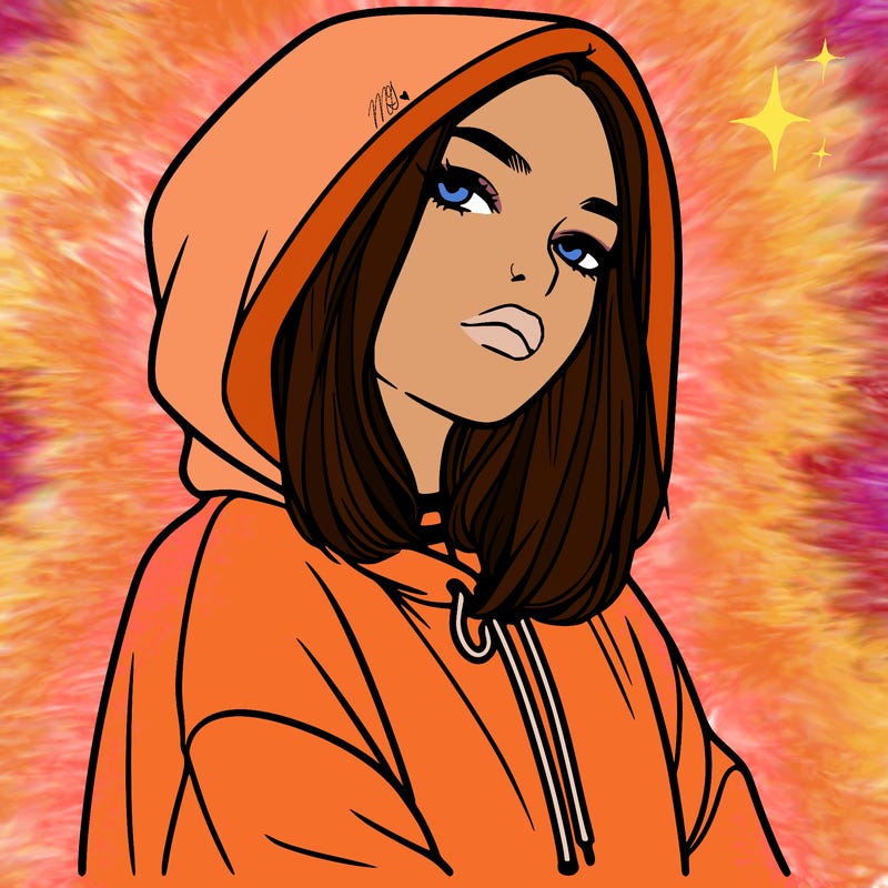 a realistic girl in a hoodie