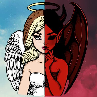 realistic angel half demon