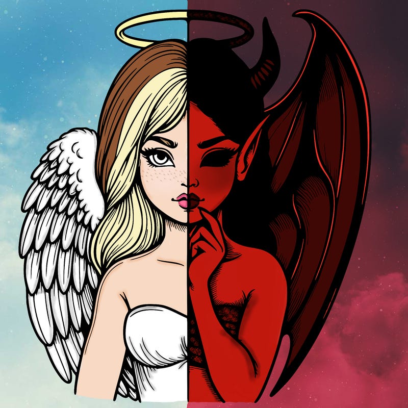 realistic angel half demon