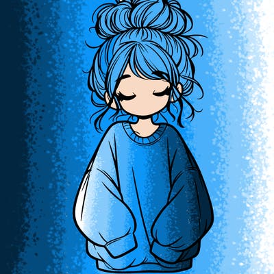 girl with baggy sweatshirt and messy bun