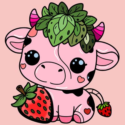cute strawberry cow