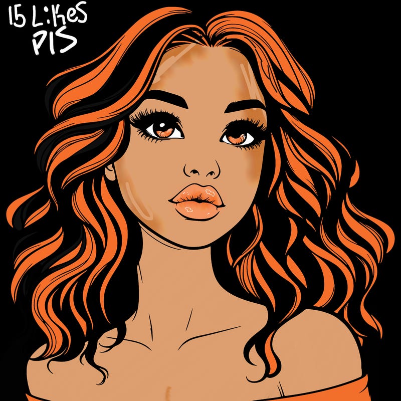 realistic girl with wavy hair and lips