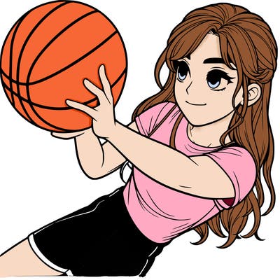 realistic girl playing basketball