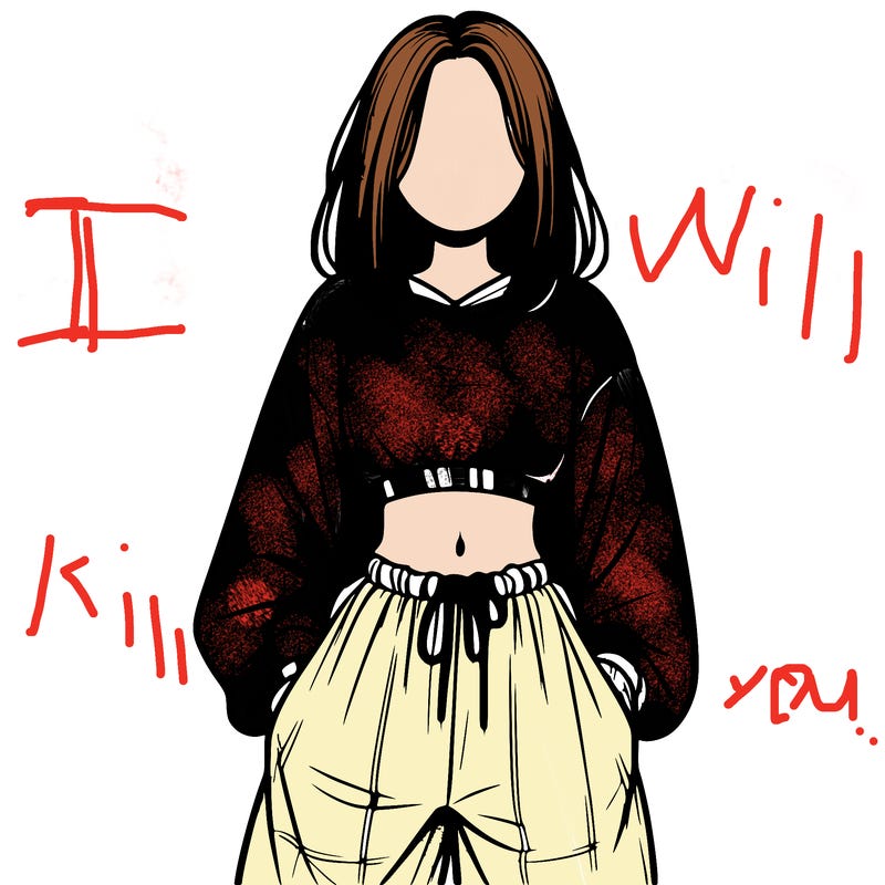 realistic girl faceless with baggy pants and a crop top