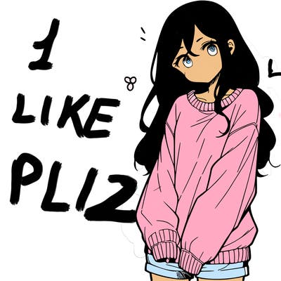 manga teen girl  in a sweater and baggy pants