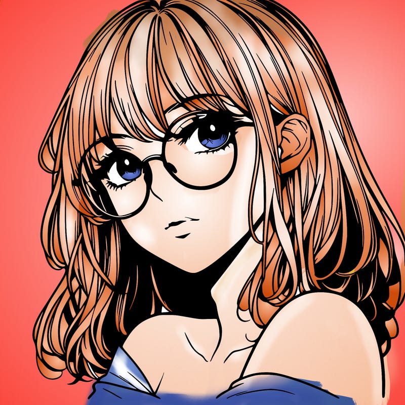 manga woman character with glasses and nice lips