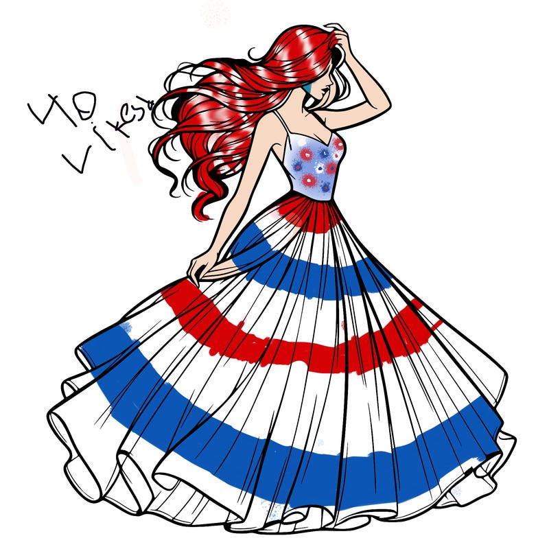 realistic woman with dress flowing in the wind