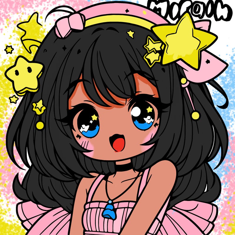 cute anime girl with star accessories