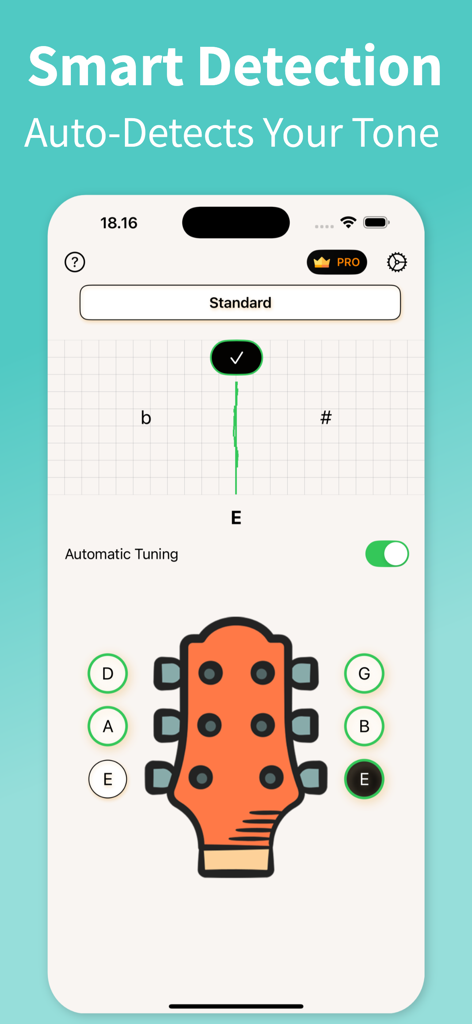 Guitar Tuner - TuneGuide - Interfaz de detección inteligente de Guitar Tuner TuneGuide para afinar una guitarra