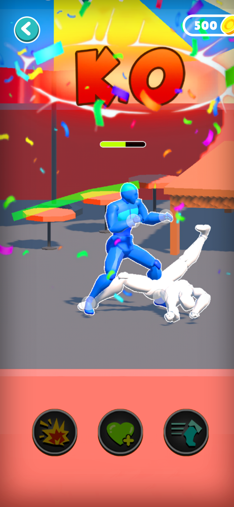 Draw Fight: Freestyle Action - A blue character achieving a KO victory in Draw Fight Freestyle Action