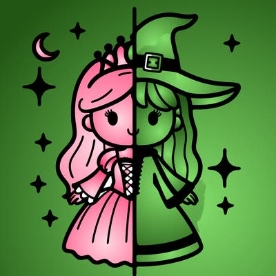 split princess and witch
