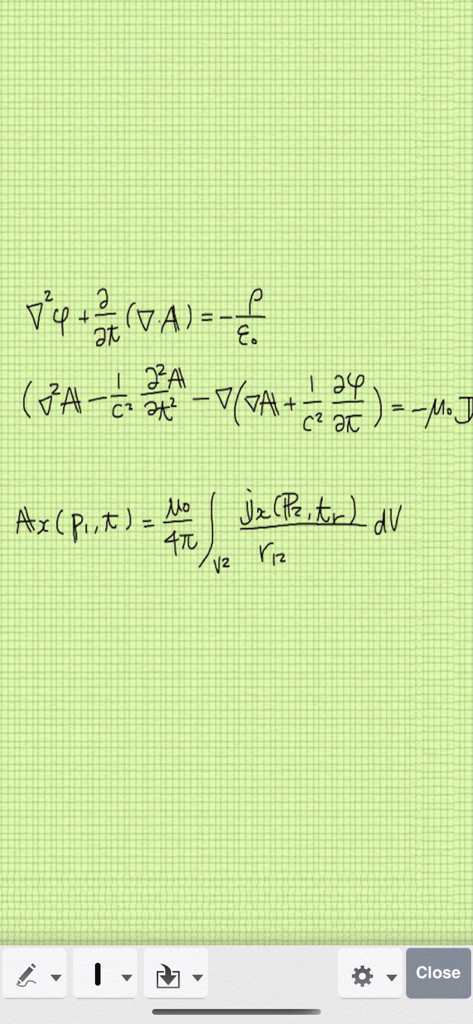 Sketch Pad 3 - Équations de physique manuscrites sur un fond de papier quadrillé numérique vert