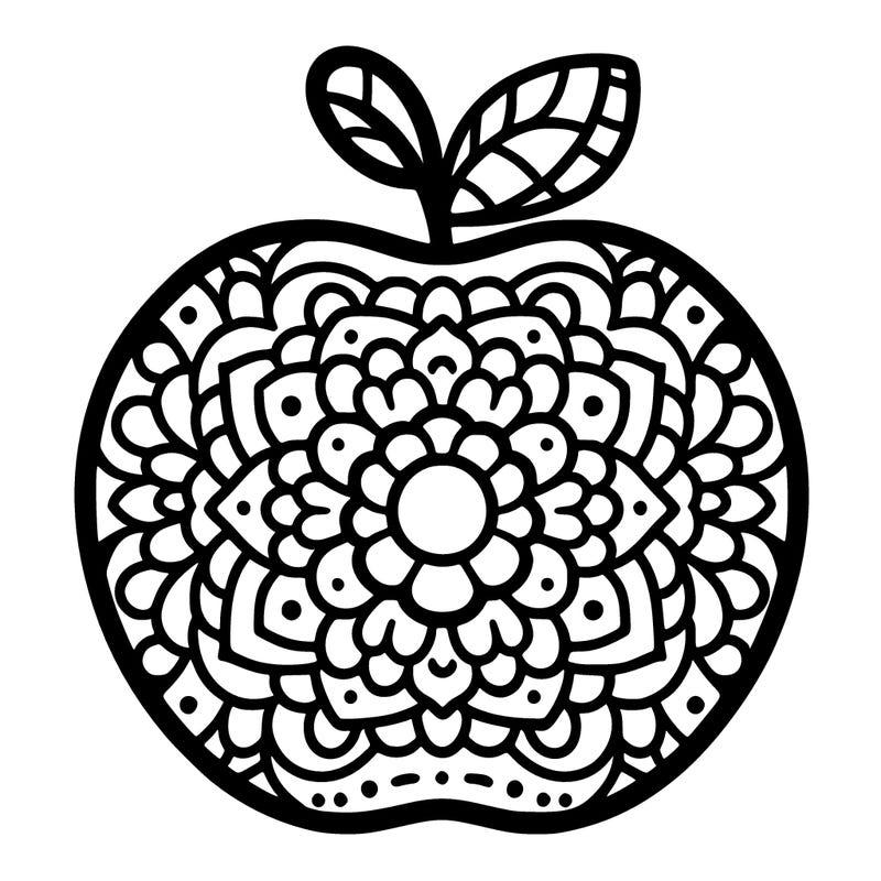 a mandala in the shape of an apple