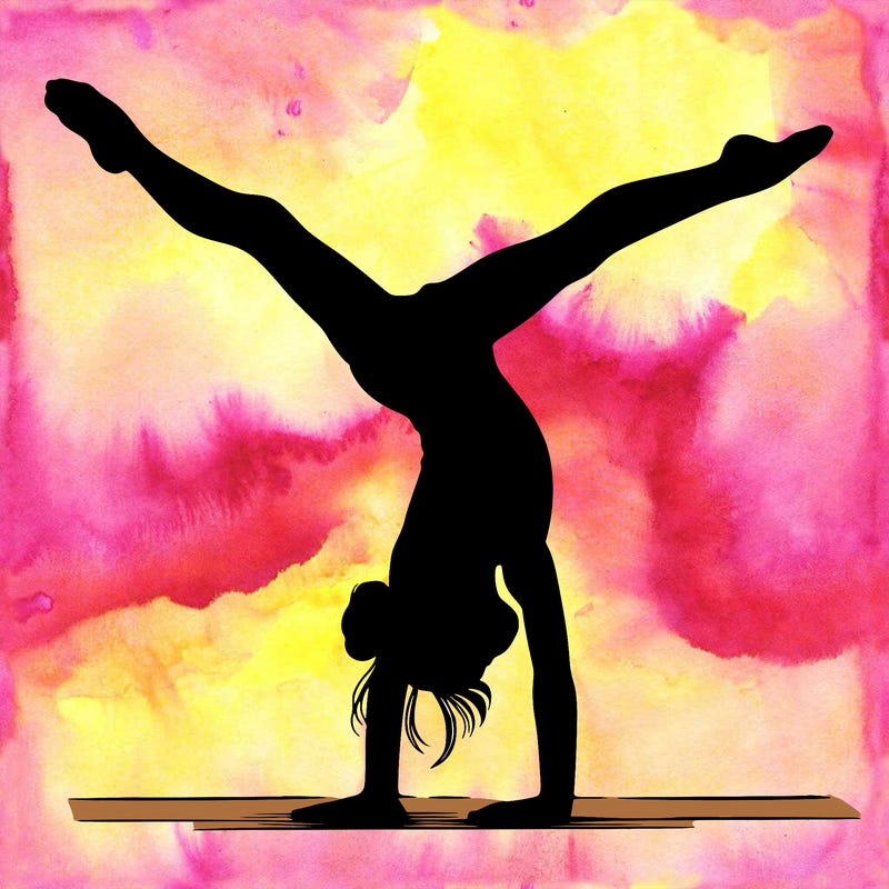 realistic gymnastic hand stand girl in four splits