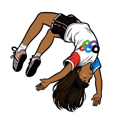 realistic girl doing a backflip