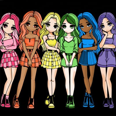 a group of girls realistic