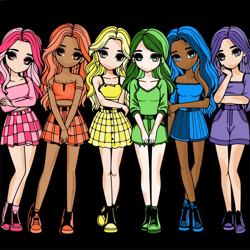 a group of girls realistic