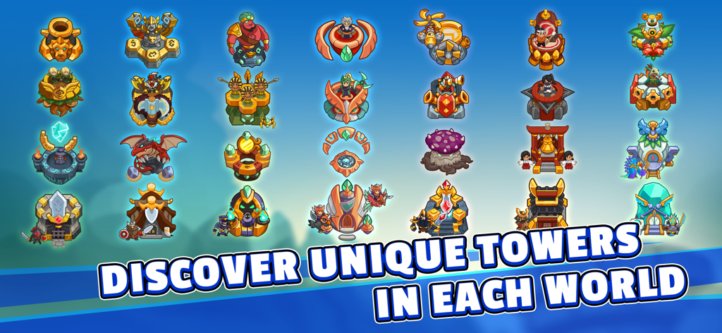Realm Defense: Hero Legends TD - A variety of unique tower designs from different worlds in Realm Defense