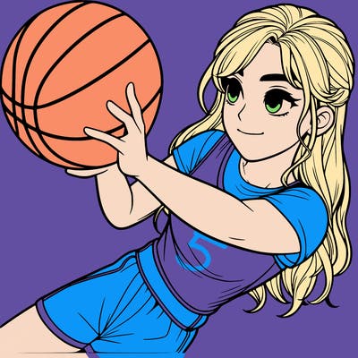 realistic girl playing basketball