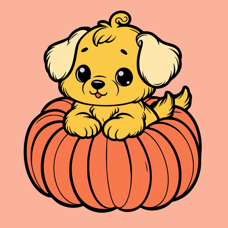 cute little puppy in a pumpkin