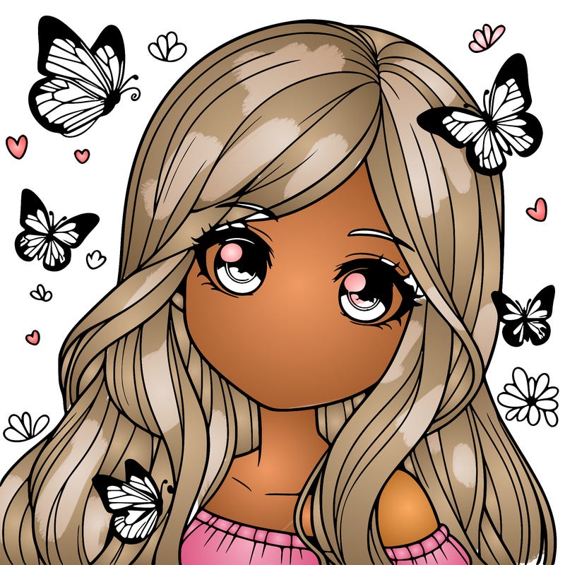 realistic girl with butterflies around her