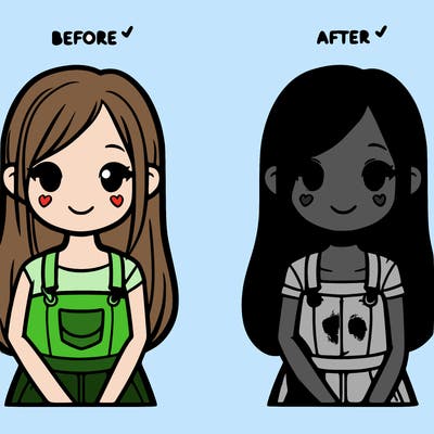 the before and after of a girl