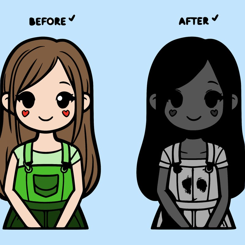 the before and after of a girl