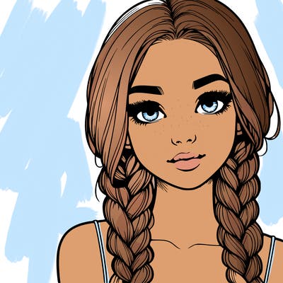 realistic girl with braids