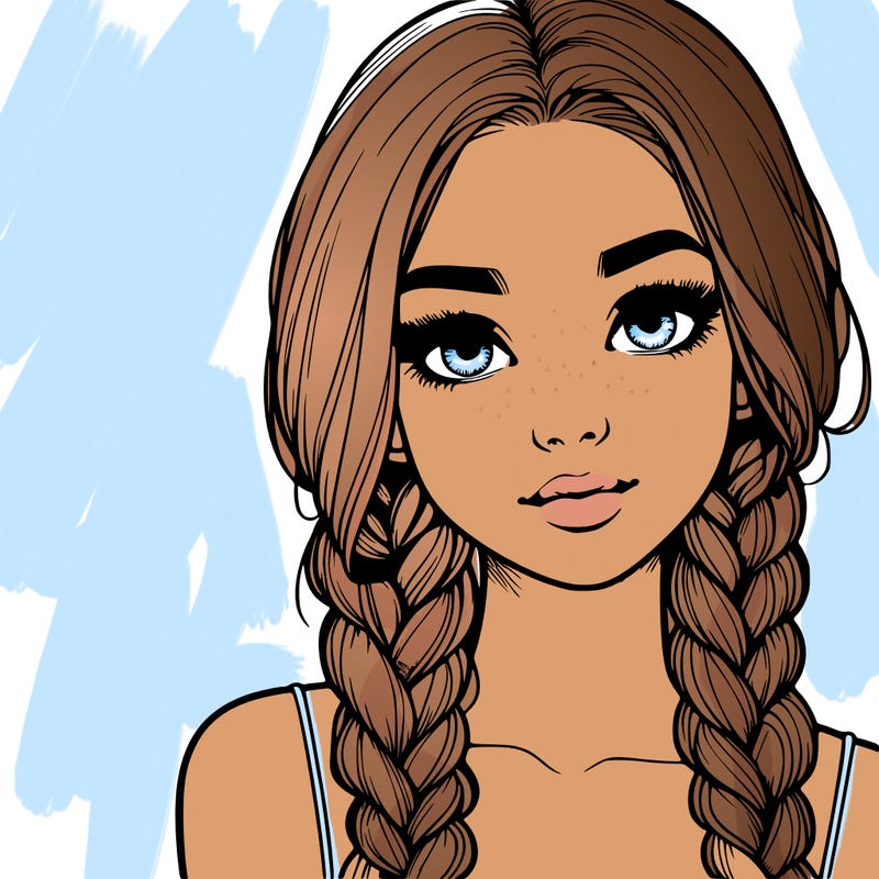 realistic girl with braids