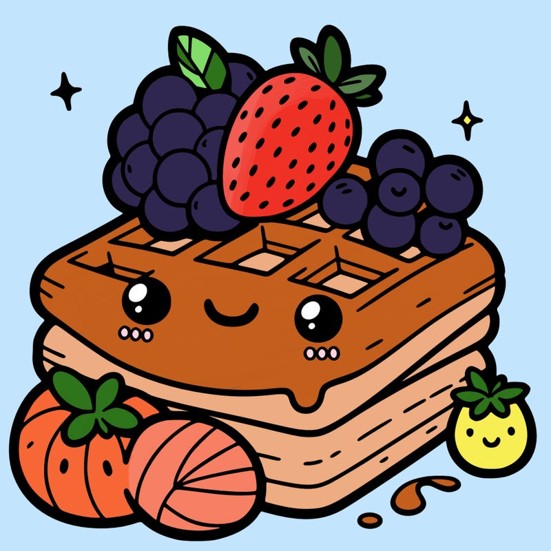 simple waffle with fruit