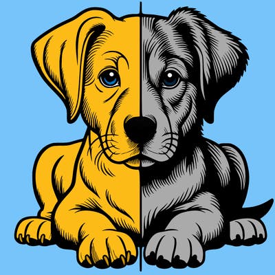 realistic dog split picture