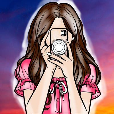 a realistic girl holding her phone taking pictures