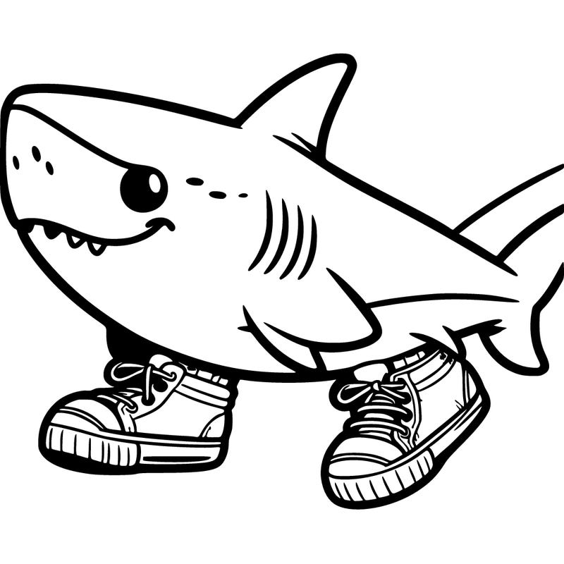 a shark with shoes