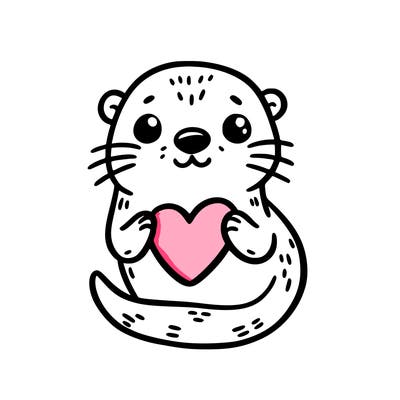 otter with a heart