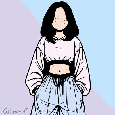 realistic girl faceless with baggy pants and a crop top