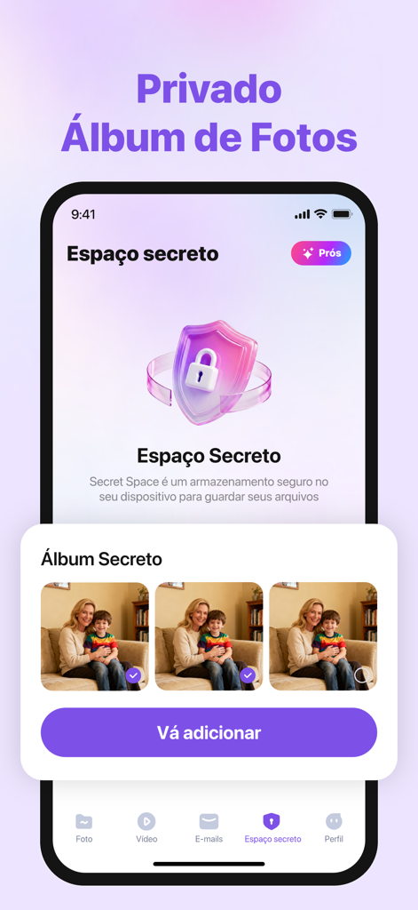 MediaClean: storage cleaner - MediaClean app interface showing the secret space and private photo vault feature