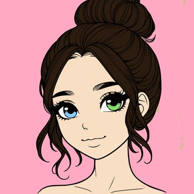 realistic pretty girl with hair in bun