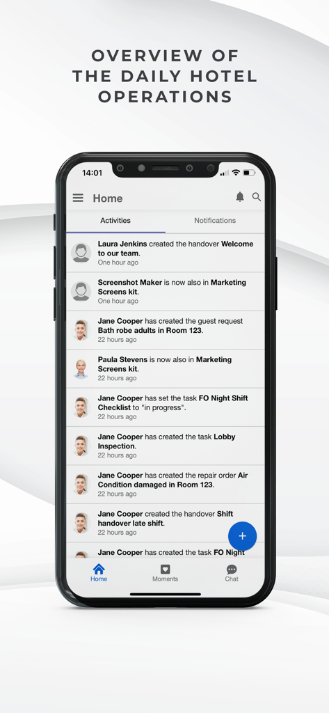 hotelkit - Overview of daily hotel operations on the hotelkit mobile app