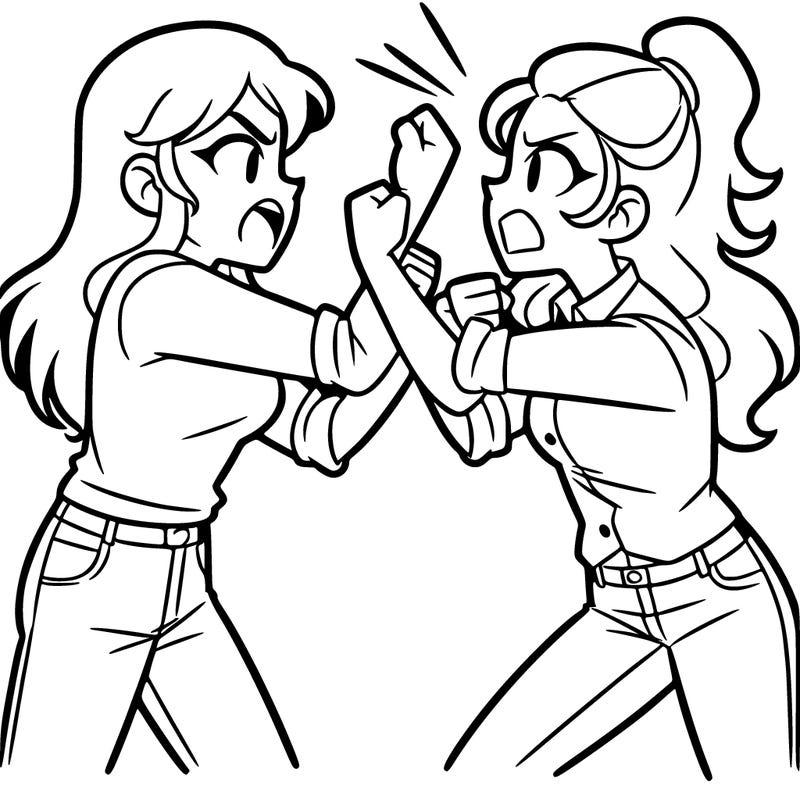 two teenage girls fighting